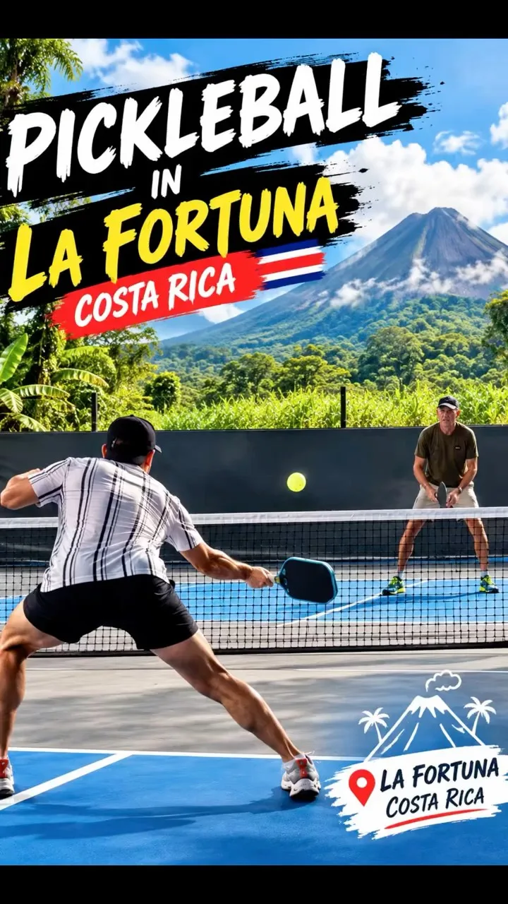 Playing Pickleball in La Fortuna, Costa Rica