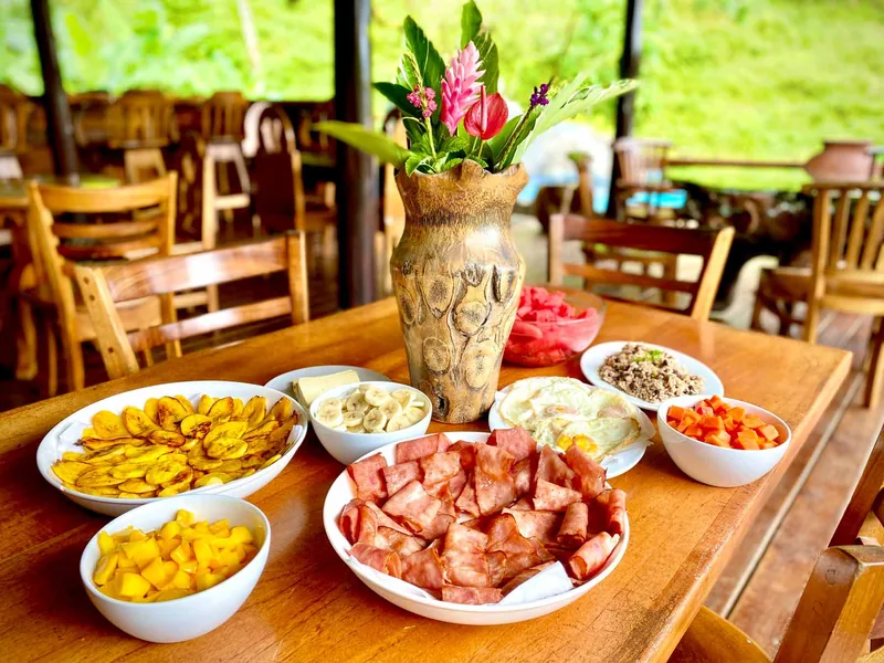 Meals cooked on site, served on the deck.