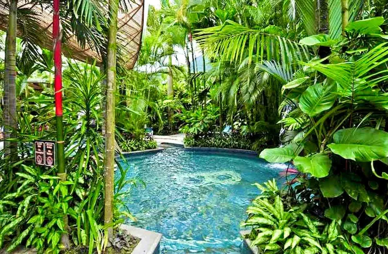 Baldí: twenty-five built pools set into planting, heated by the same aquifer.